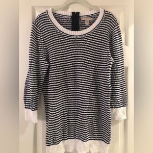 Banana republic, Large, navy/ white stripe sweater. 3/4 sleeve Zip back EUC